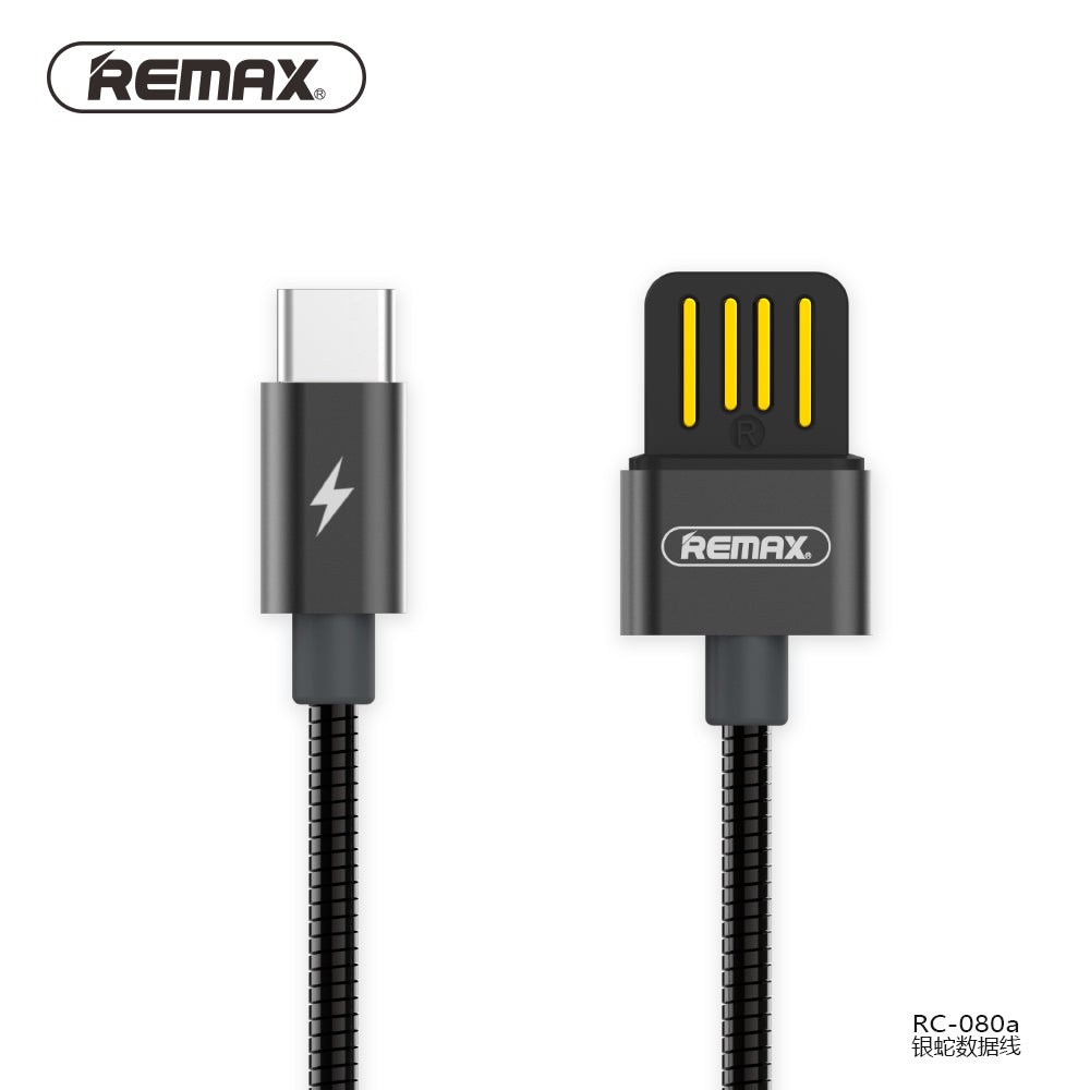 Metal Data & Power Cable Type C - Serpent RC-080a - 1 Meter (3.2ft) - REMAX www.iremax.com