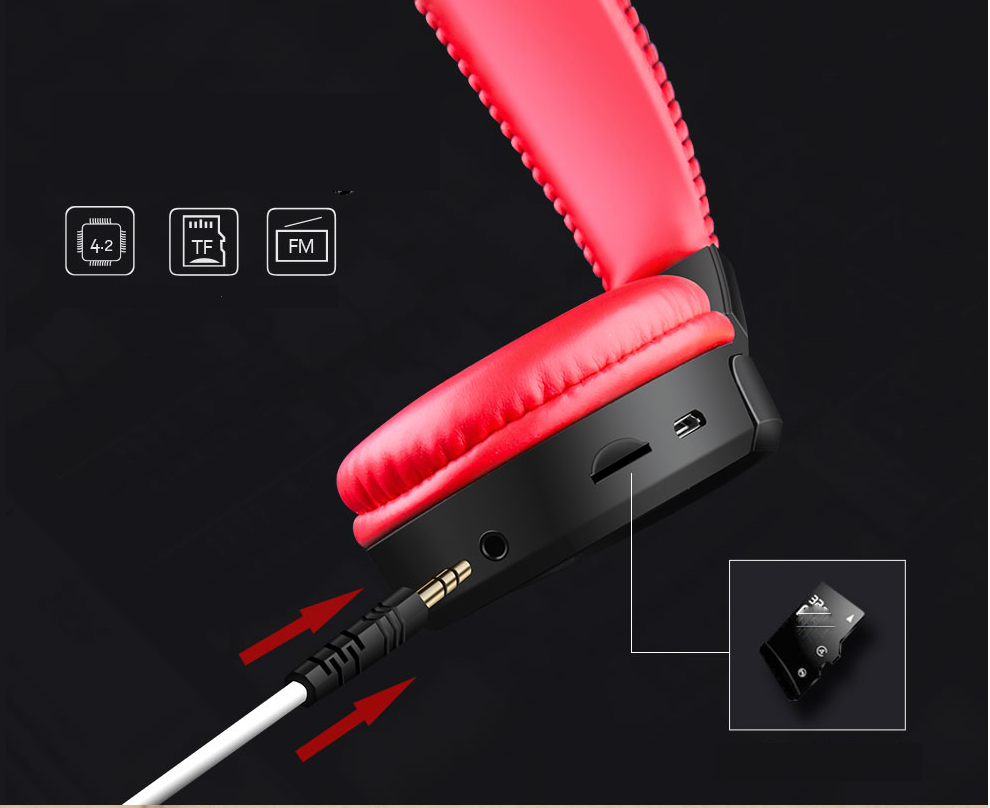 Bluetooth Headphones with SD Card FM and AUX Cable Ovleng
